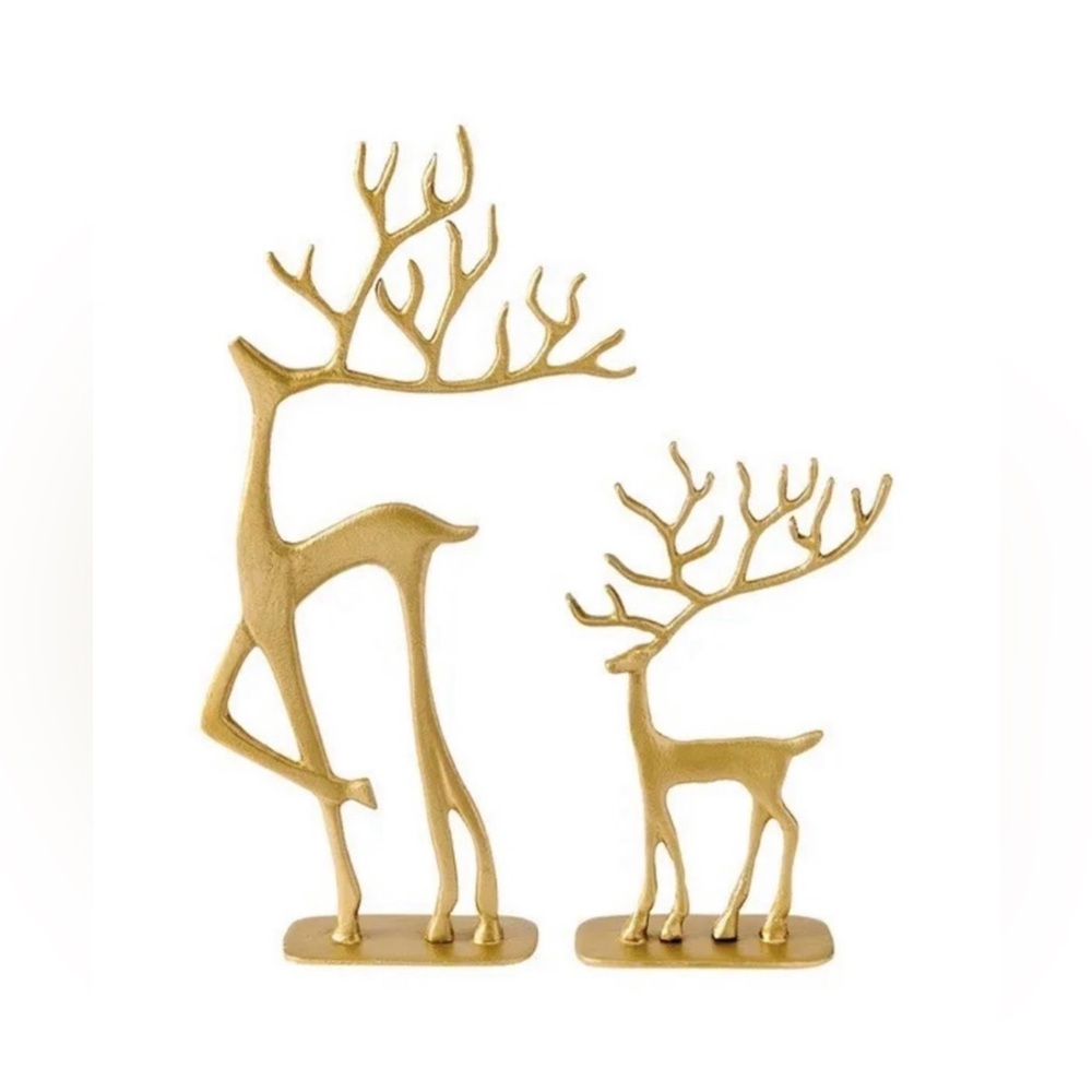 Aldi Merry Moments Brushed Gold Finish Sculpted Reindeer Christmas New 2 pk